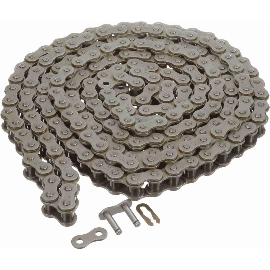 BROWNING Roller Chain: Standard Riveted, 5/8" Pitch, 50 Trade, 10' Long, 1 Strand 0.4" Roller Dia, ANSI B29.1