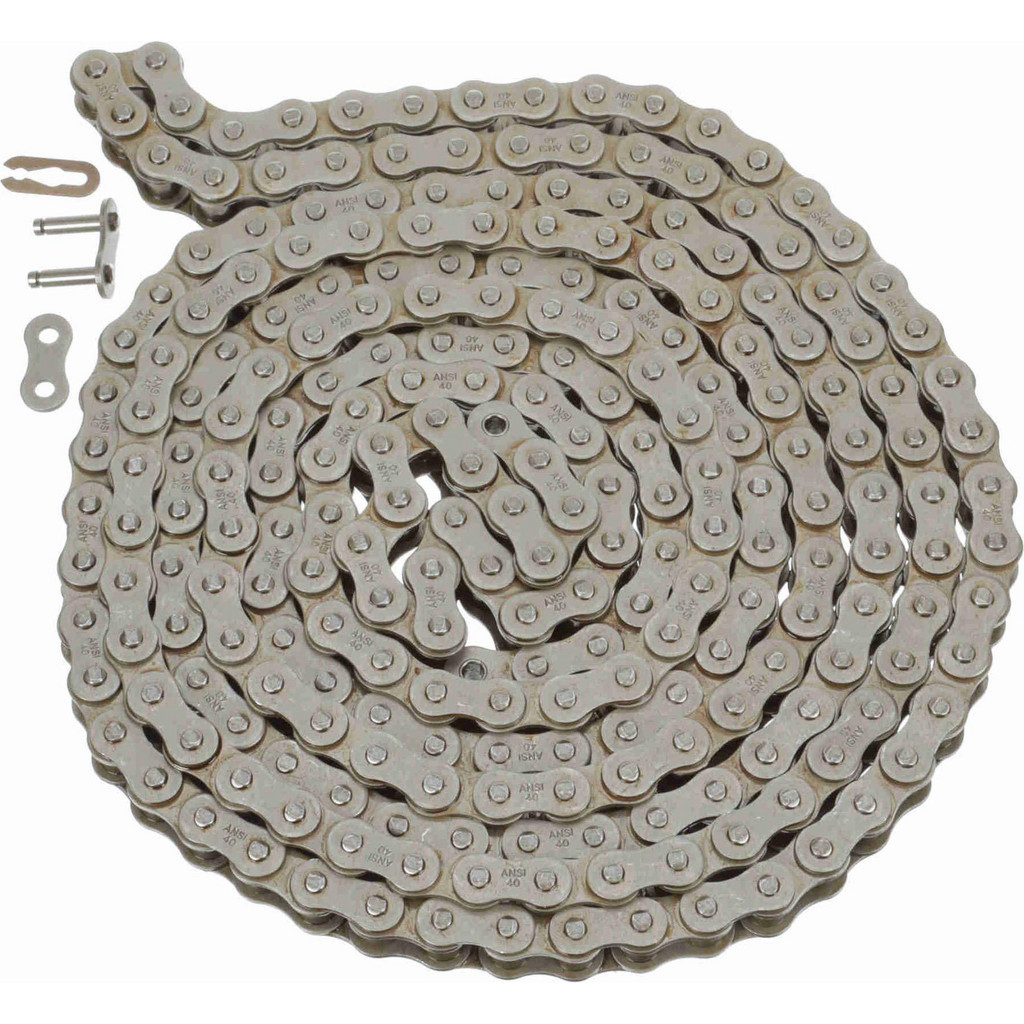 BROWNING Roller Chain: Standard Riveted, 1/2" Pitch, 40 Trade, 10' Long, 1 Strand ANSI B29.1